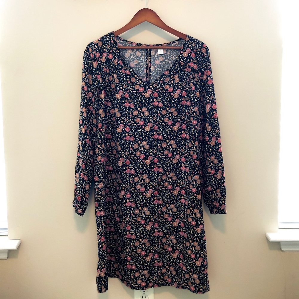 Floral Long Sleeve Shift Dress(size Large Tall)